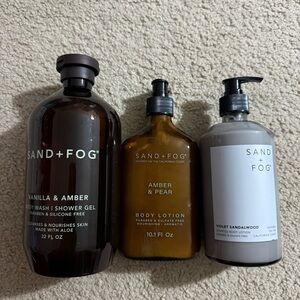 Sand + Fog lotions / shower gel pear / sandalwood / amber & pear